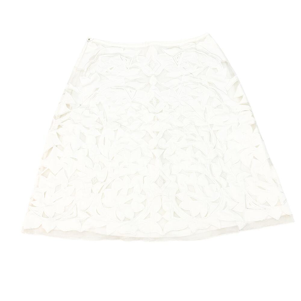 Josie Natori A-Line Skirt Embroidered Design Tulle White Wedding Size 8 MINT